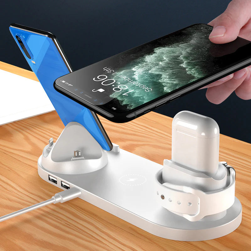 Revolutionary 6-in-1 Wireless Charging Dock Station for iPhone & Apple Watch - Fast Charging Made Easy!