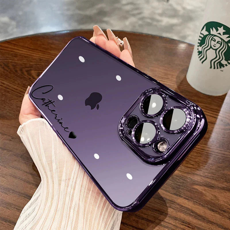 15 16 Pro Max Personalised Customized Name Case for Iphone 16 15 14 13 12 11 Pro Max Plating Transparent Clear Cover 16 Pro Max