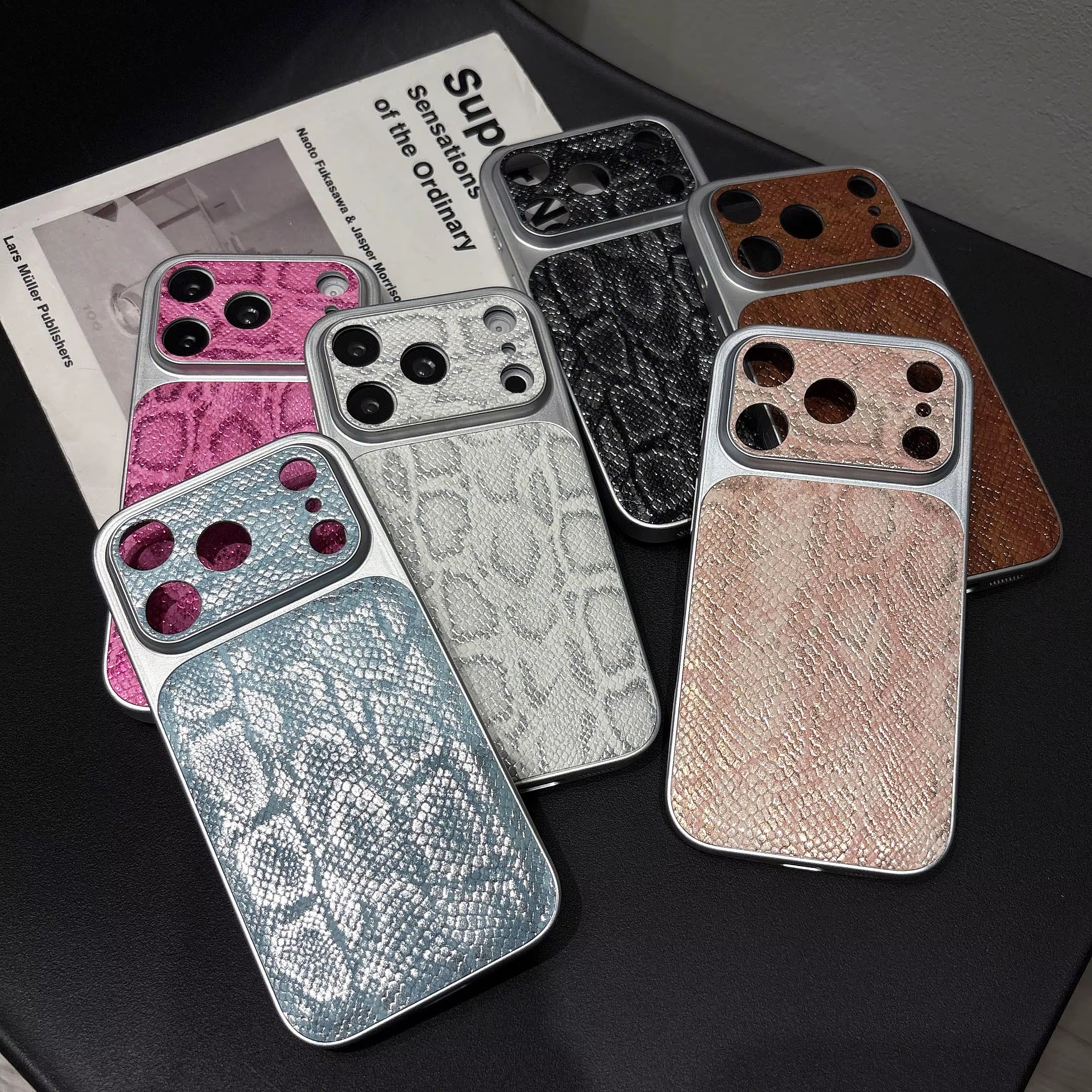 Apple iPhone 17 Pro Max Luxury Shockproof Case with Solid Color Snake Pattern