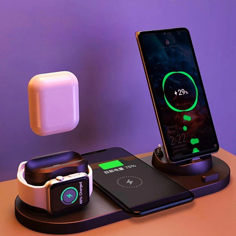 Revolutionary 6-in-1 Wireless Charging Dock Station for iPhone & Apple Watch - Fast Charging Made Easy!